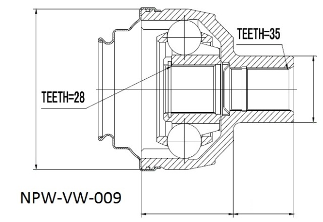 ШРУС ВНУТРЕННИЙ VW SHARAN -00, SEAT ALHAMBRA -00, FORD GALAXY -00 /ПРАВ/