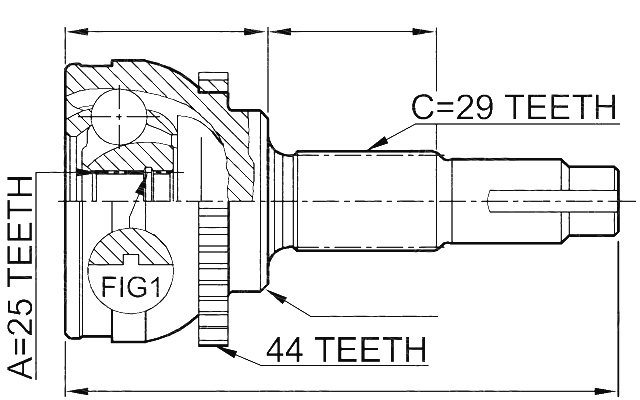 ШРУС НАРУЖНЫЙ NISSAN X-TRAIL T30 01-06, MAXIMA A33 00- /+ABS=44T/